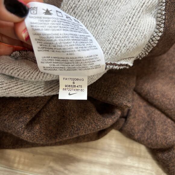 Nike Dri-Fit Dry Women's Long Sleeve Training Top Dark Obsidian/Heather Brown S - Picture 10 of 11